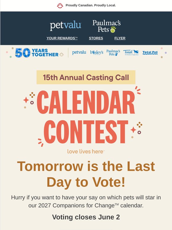 Tomorrow! Last date to vote for our Calendar Contest