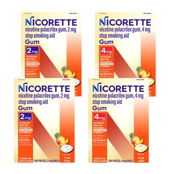Nicorette Quit Smoking Aid 2mg or 4mg Fruit Chill Gum, 200 Pieces