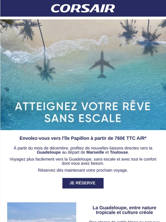 Nouveau : vols directs vers la Guadeloupe depuis Marseille et Toulouse