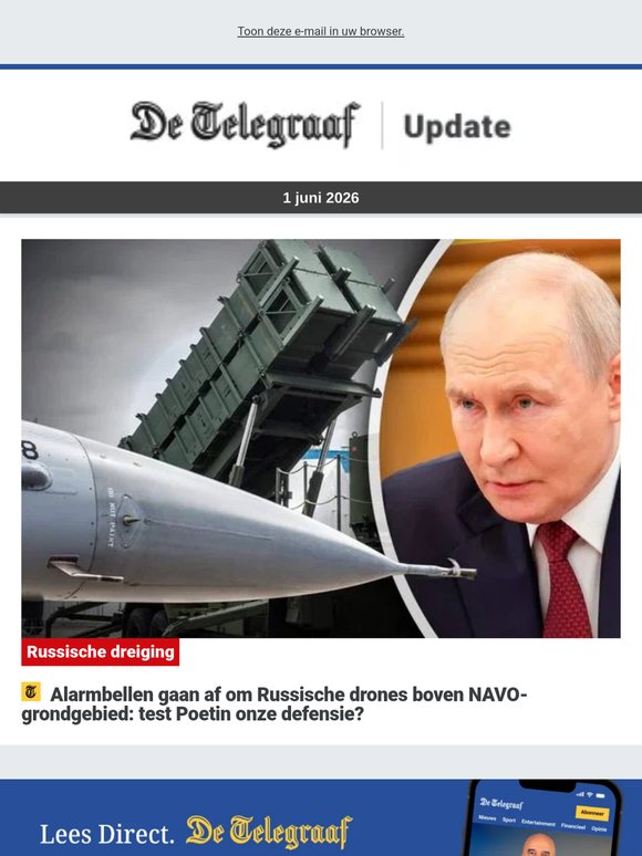 Alarmbellen gaan af om Russische drones boven NAVO-grondgebied: test Poetin onze defensie?