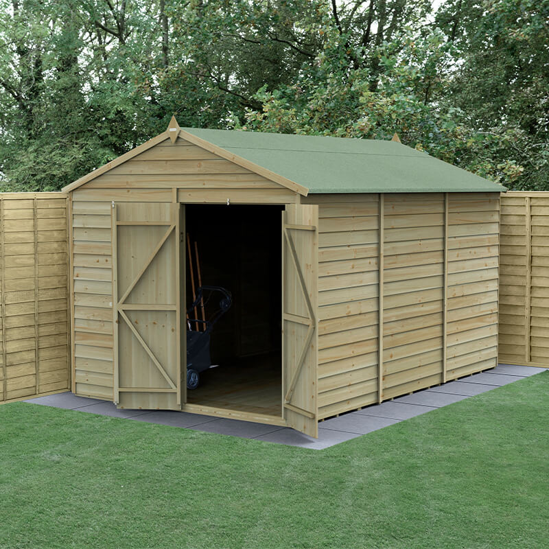Image of 12' x 8' Forest 4Life Overlap Windowless Double Door Apex Wooden Shed