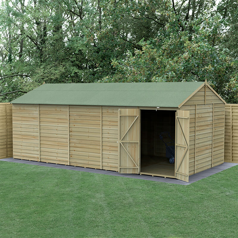 Image of 20' x 10' Forest 4Life Overlap Windowless Double Door Reverse Apex Wooden Shed