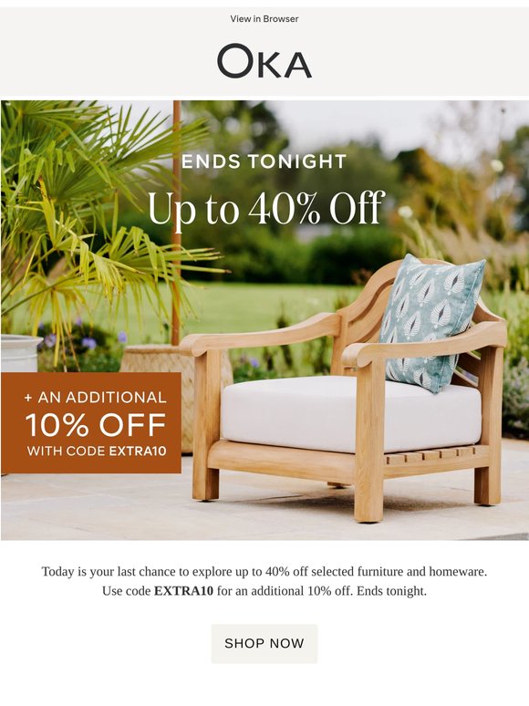 Up to 40% Off Ends Tonight