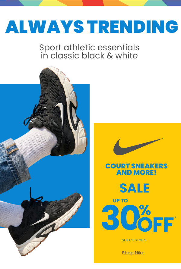 Always Trending Sport Athletic Essentials in Classic Black & White Nike Court Sneakers and More! Sale up to 30% Off Shop Nike