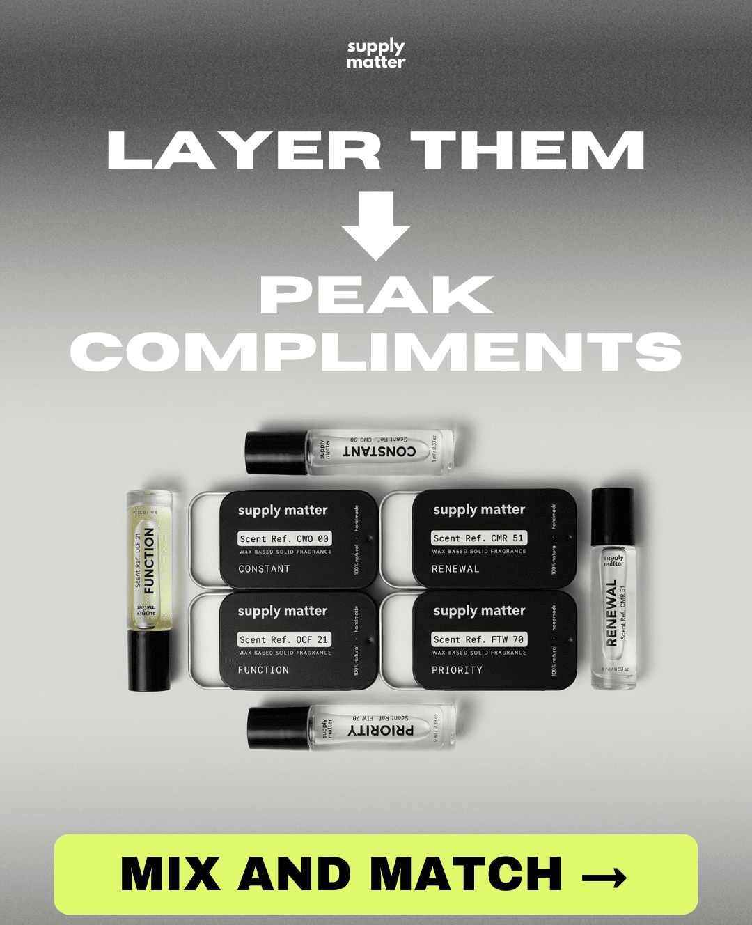 Layer solid plus liquid for peak compliments