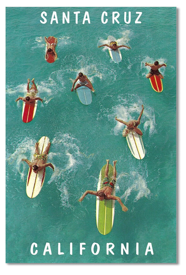 Surfers from Above Santa Cruz California