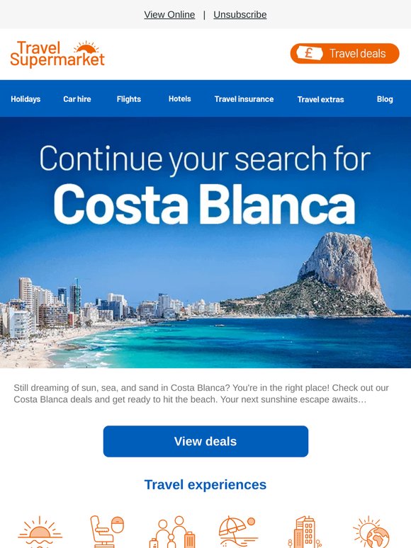 New Costa Blanca deals: Continue your search 🏖