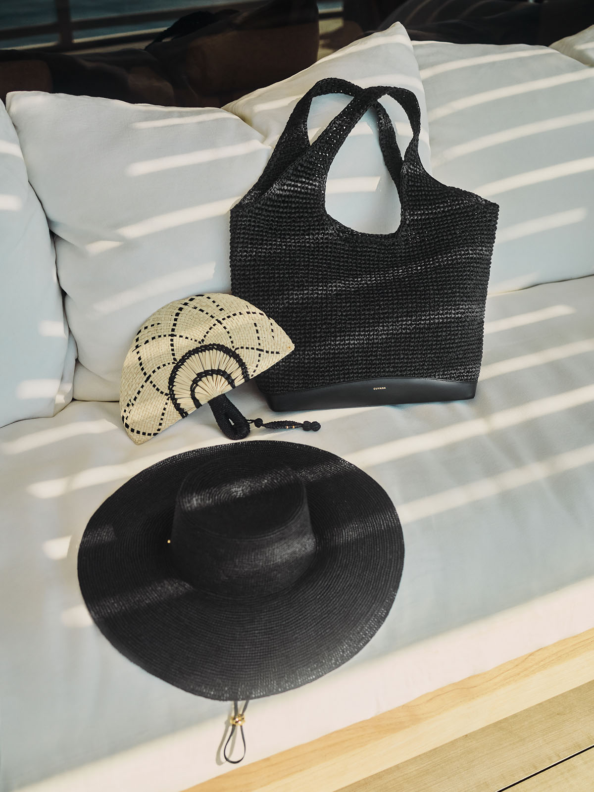 Large Raffia Tote, Palma Fan, Garden Hat.