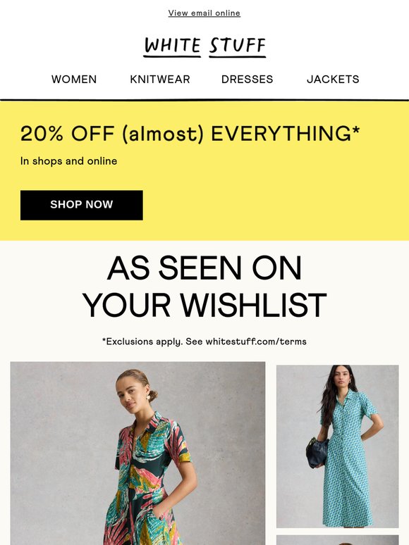 20% off bits that belong in your wardrobe
