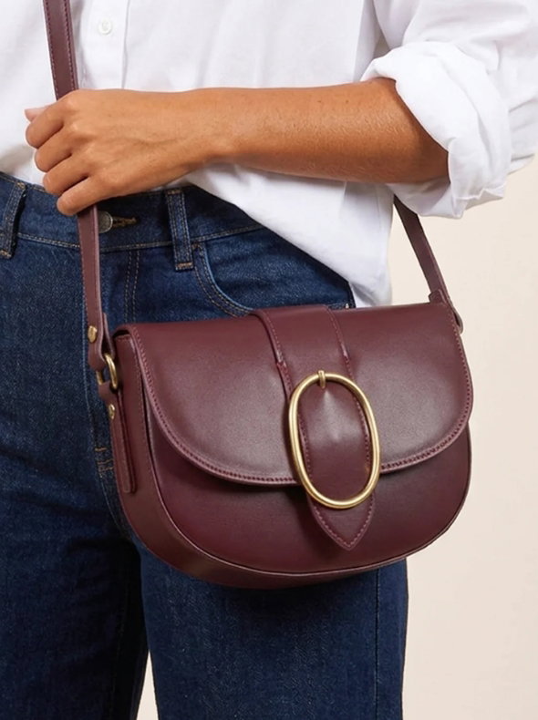 Sac boucle cuir bordeaux