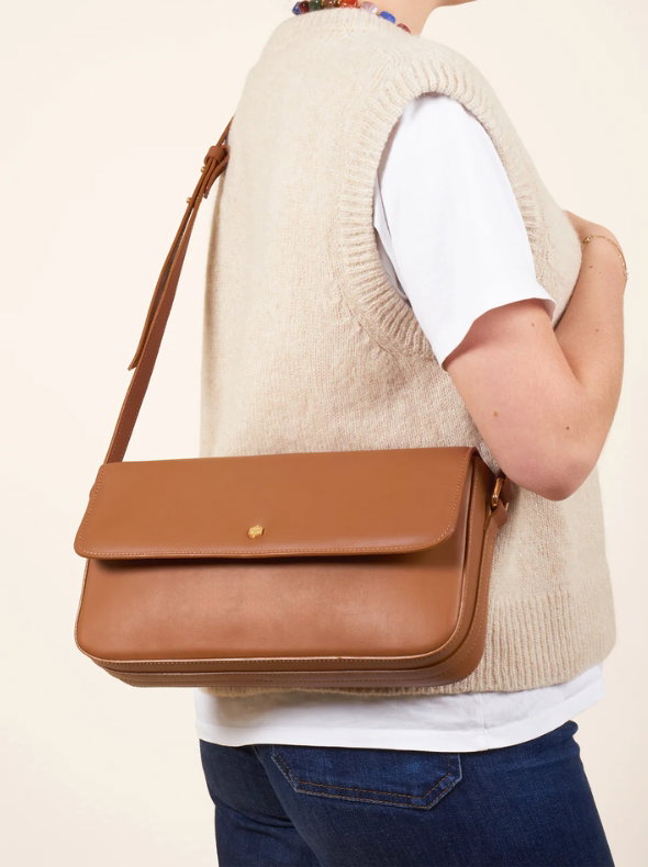 Sac baguette Hortense cuir cognac
