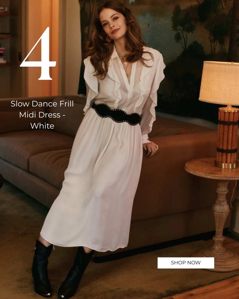 Slow Dance Frill Midi Dress - White