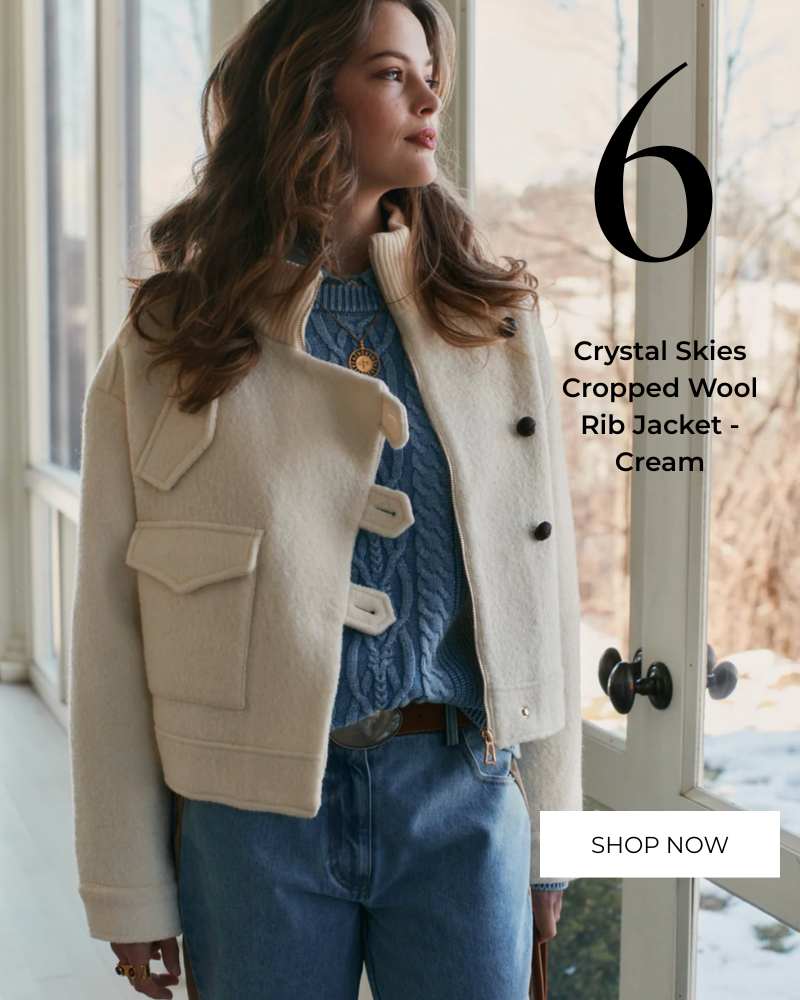 Crystal Skies Cropped Wool Rib Jacket - Cream