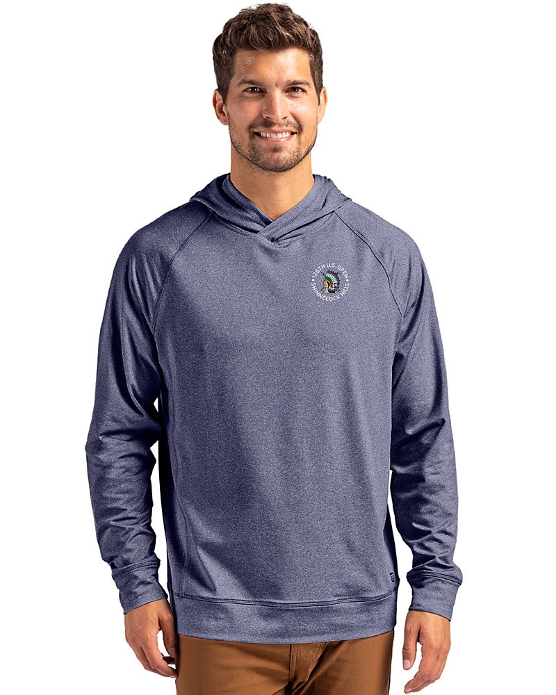 Image of 2026 U.S. Open Cutter & Buck Adapt Recycled Soft Knit Stretch Mens Heathered Hooded Pullover