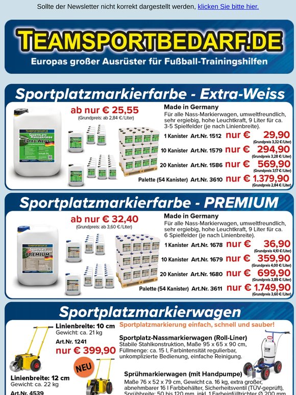 Sportplatzmarkierfarbe (Extra-Weiß) ab 25,55 € je Kanister