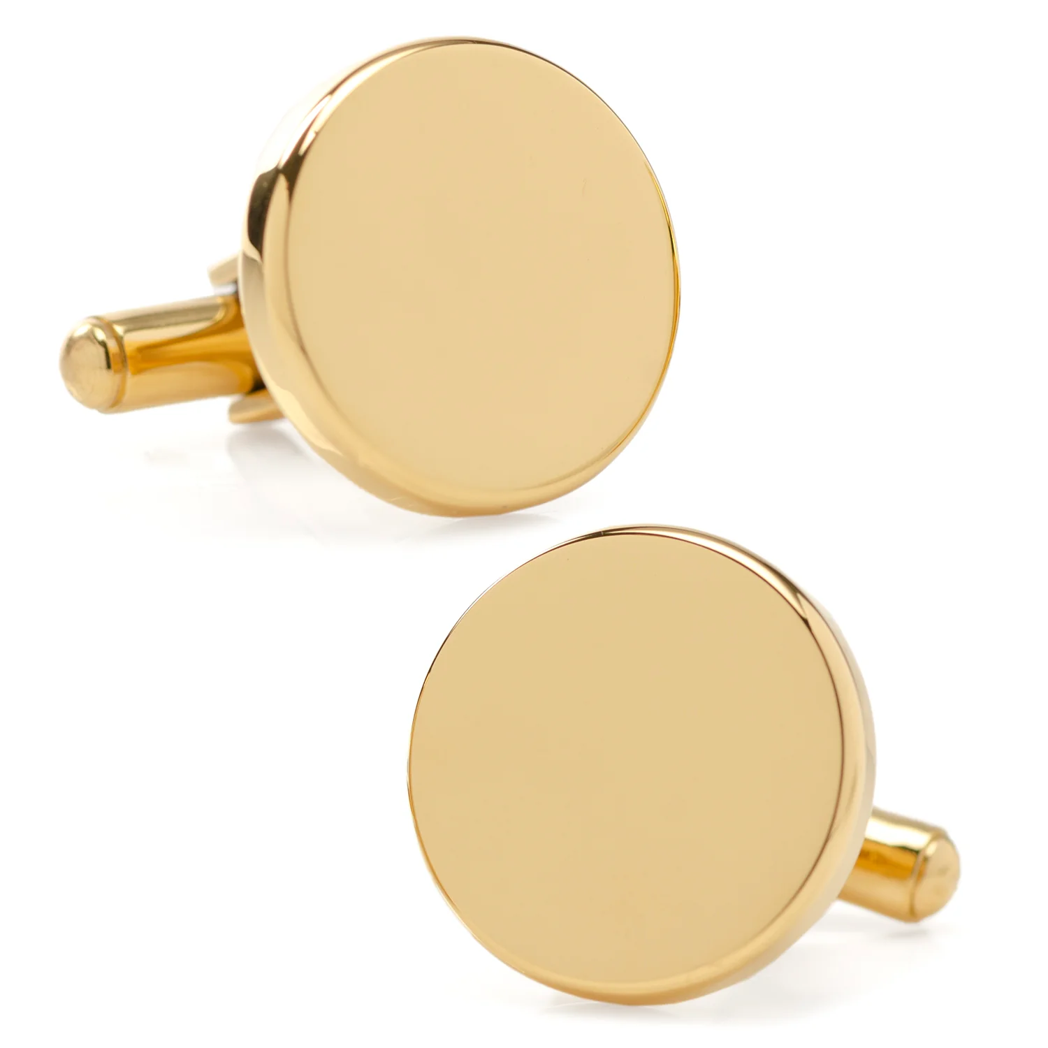 Image of Stainless Steel Round Infinity Gold Engravable Cufflinks