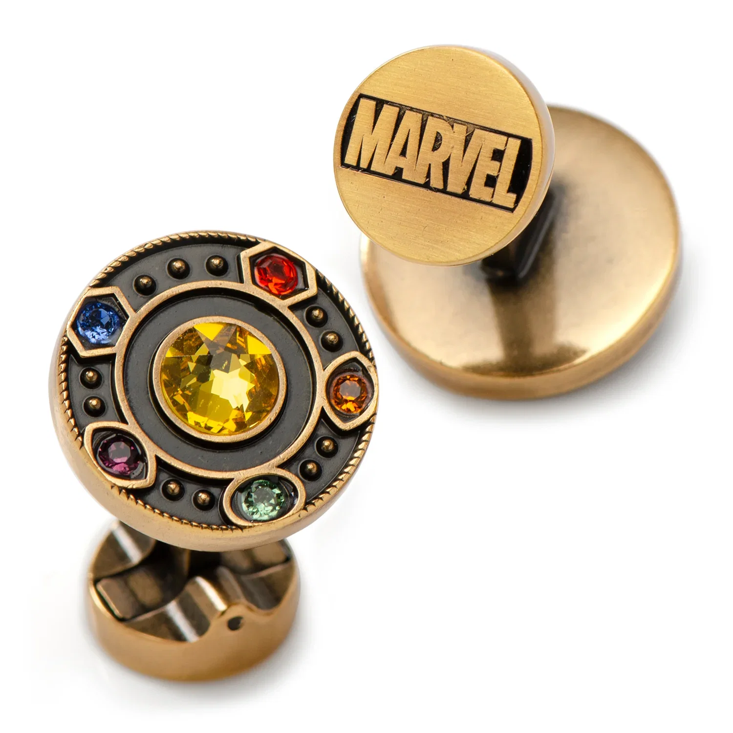 Image of Marvel Avengers Infinity Stones Antique Gold Cufflinks