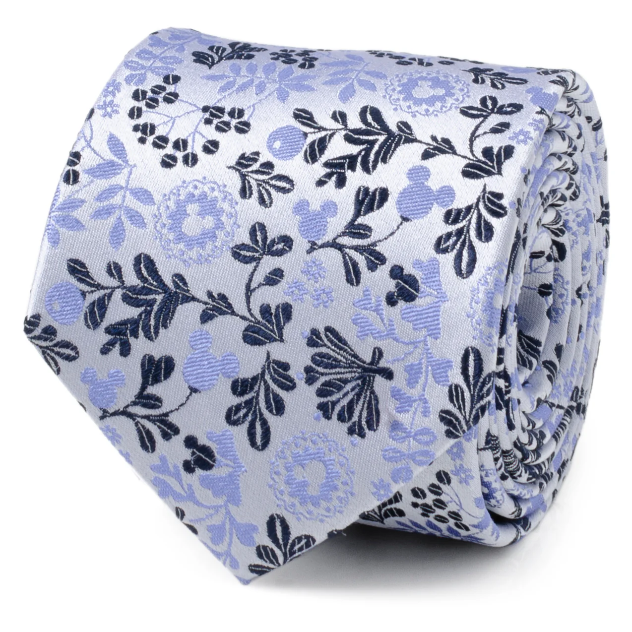 Image of Disney Mickey Mouse Floral Silhouette Blue and White Tie