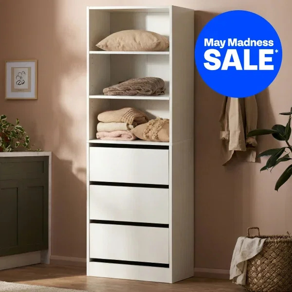 Cassandra 3 Drawer & Shelf Wardrobe