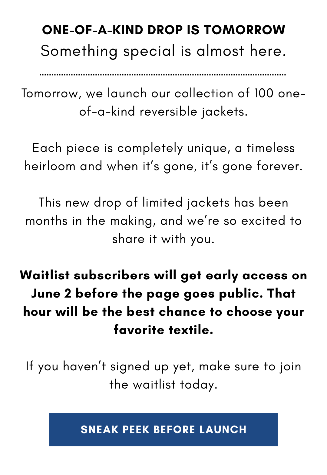 Limited Drop Arrives Tomorrow