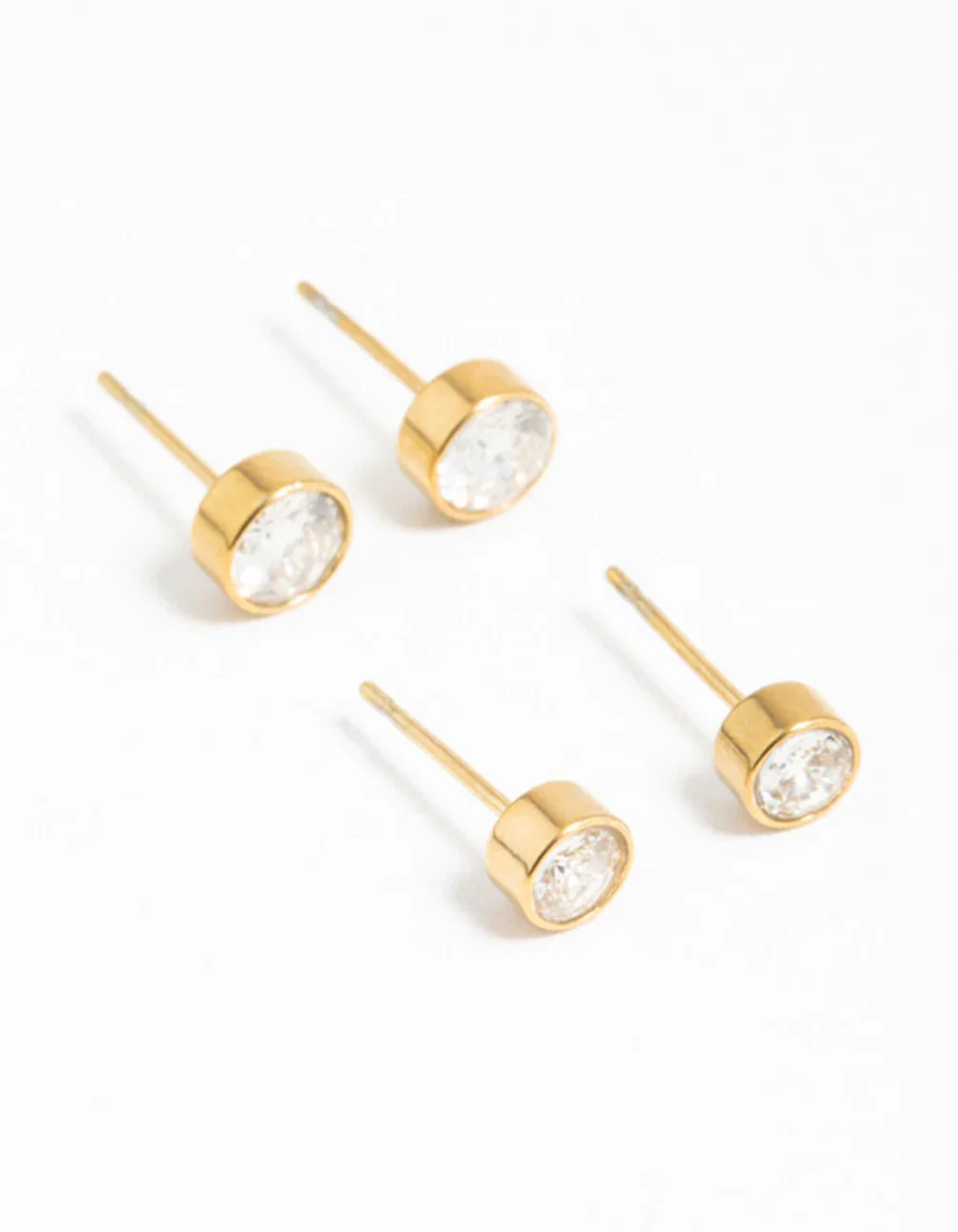 Image of Gold Plated Surgical Steel Cubic Zirconia Bezel Stud Earrings