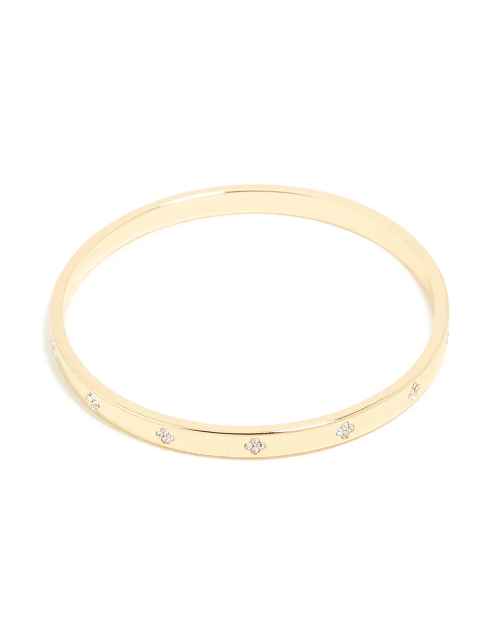Image of Gold Plated Diamante Flower Bangle