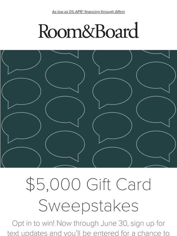 Enter our $5,000 Gift Card Sweepstakes