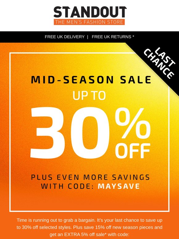 Last Chance To Save Up To 30% Off ⏰