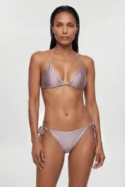 Metallic Bikini Bottom With Bead Detail