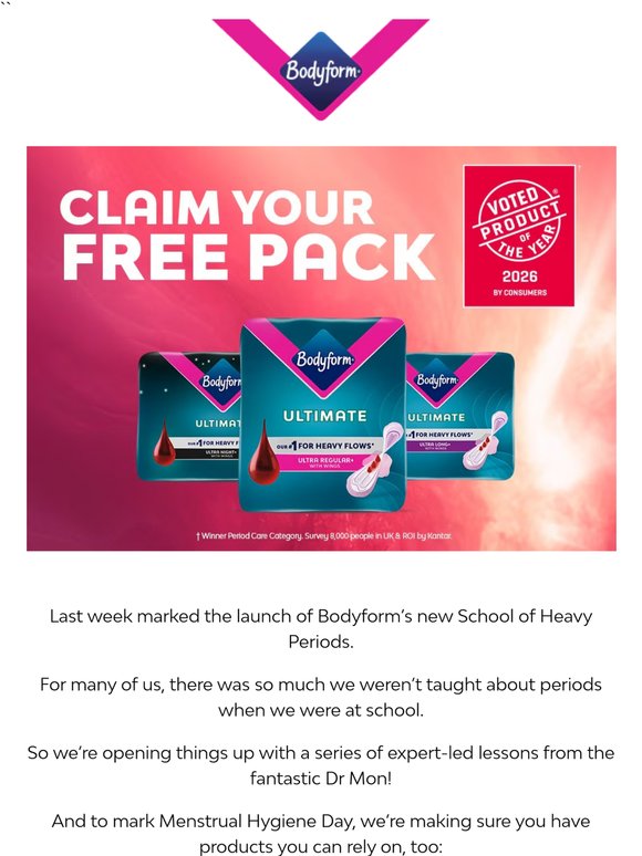 Claim Your FREE Pack of Bodyform Ultimate Now! 🎁