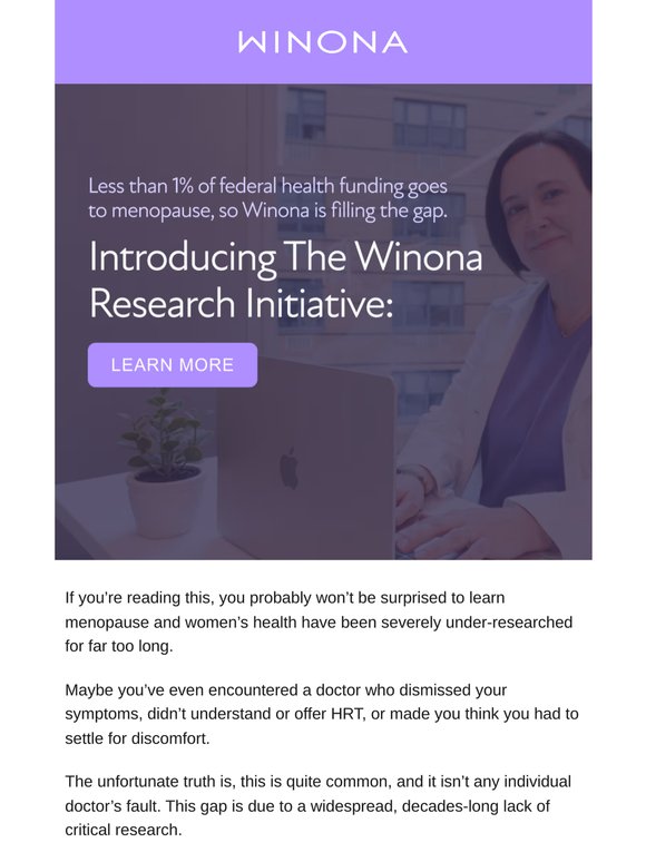 Winona is advancing women's health research. 🔬