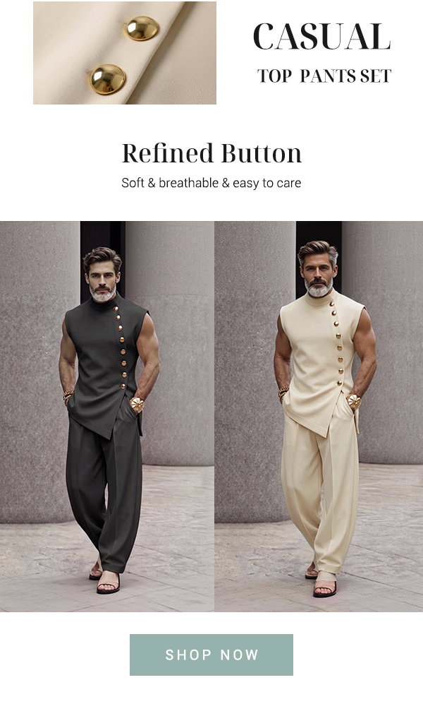 refined-button-design-sleeveless-top-and-pants-set