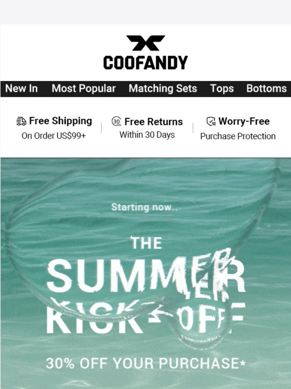 Starts now: 30% off your purchase!