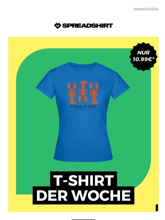 🦞 10.99€ für das Hummer T-Shirt der Woche