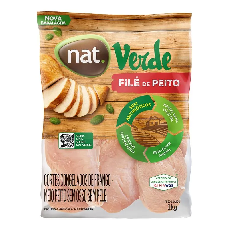 Filé de Peito de Frango NAT Verde Congelado IQF 1kg