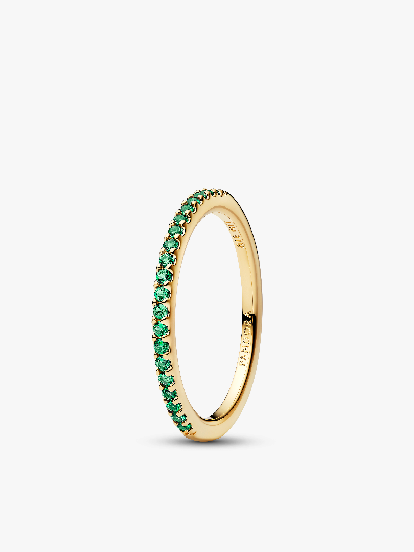 Sparkling Green Half-Eternity Band Ring