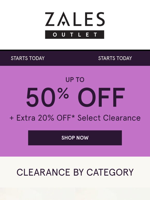 Starts Now: Up to 50% OFF + Extra 20% OFF* Select Clearance