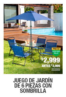 Juego de jardín de 6 piezas con sombrilla