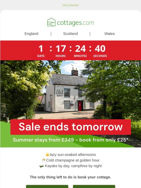 Hurry! Sale ends tomorrow