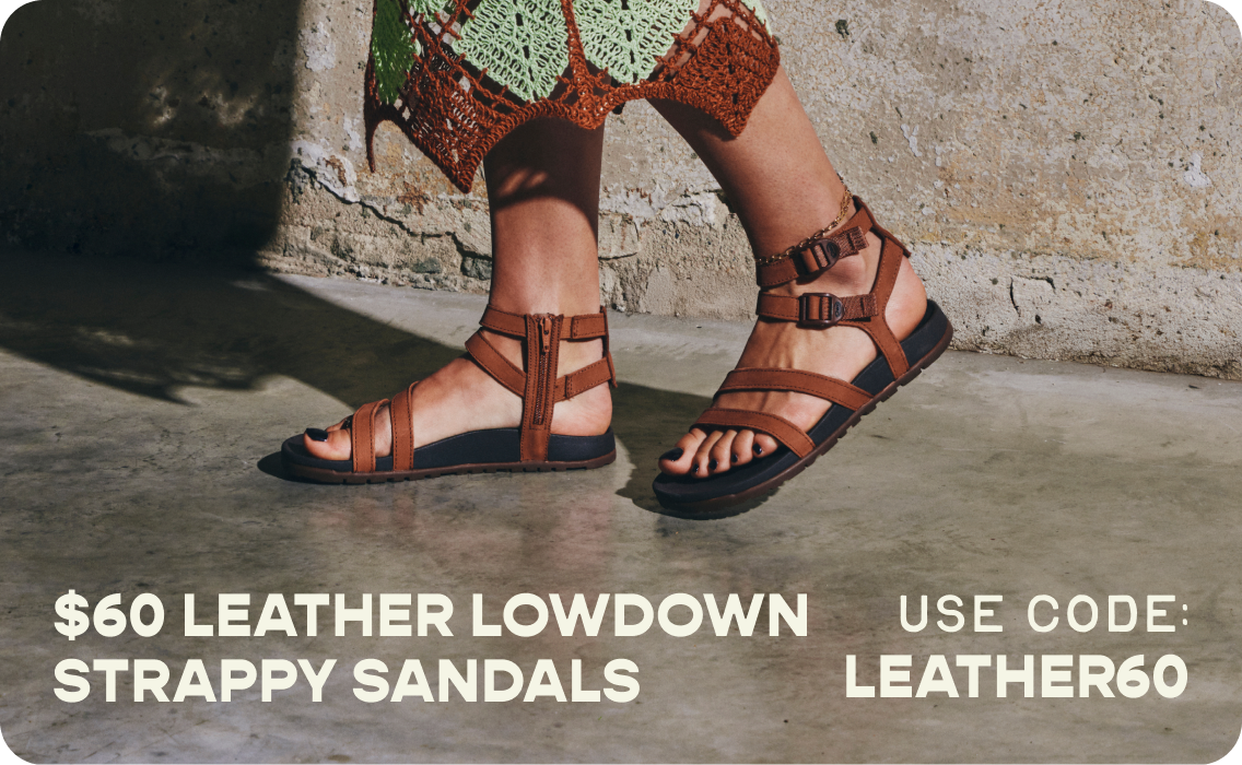 $60 Leather Lowdown Strappy Sandals. USE CODE: LEATHER60