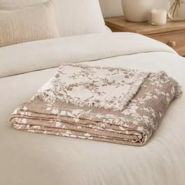 Vegan Coffee Flowered Throw