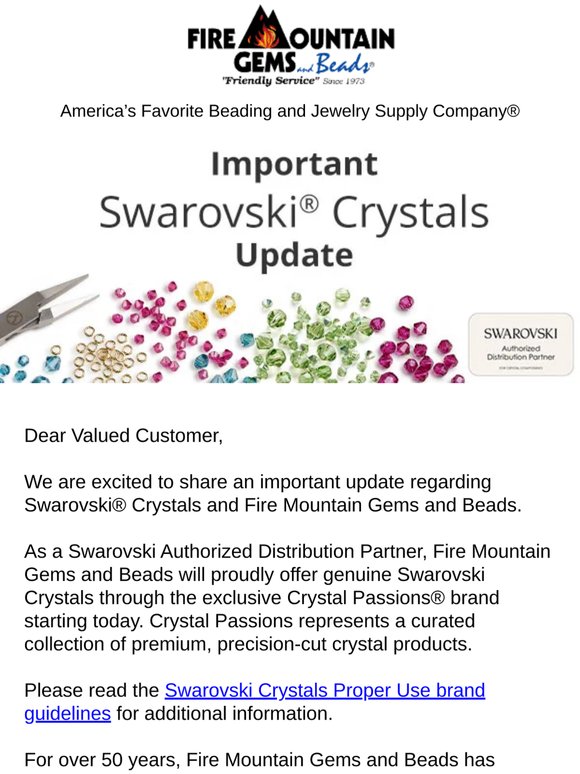 Important Swarovski® Crystals Update
