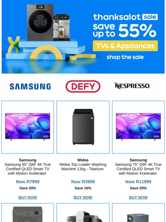 Save up to 55% on TV's & home appliances! 🛒 🖥️