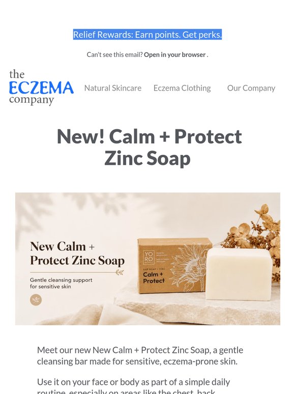 New! Calm + Protect Zinc Soap for inflamed skin