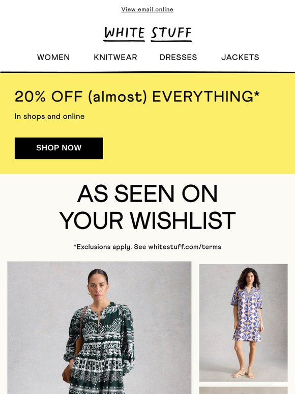 20% off bits that belong in your wardrobe