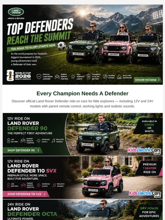 Top Defenders Reach The Summit 🏆 Buy a Kids Land Rover Defender