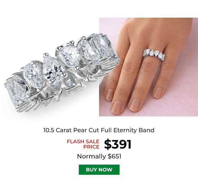 10.5 Carat Pear Cut Full Eternity Band Platinum Clad
