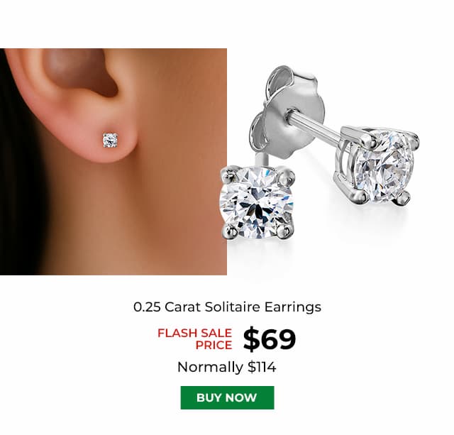 0 25 Carat Solitaire Earrings Platinum Clad