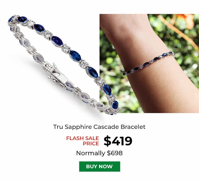 Tru Sapphire Cascade Bracelet Platinum Clad