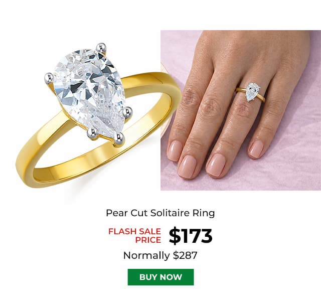 Pear Cut Solitaire Ring Gold Clad